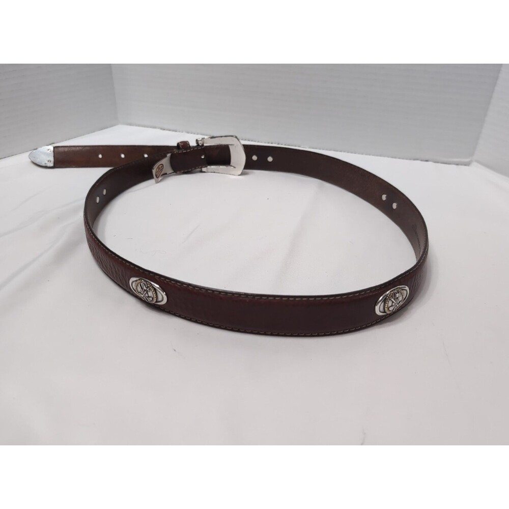FOSSIL ITALIAN Full Grain Cowhide Leather Golf Theme Medallion Belt Sz 36 FOSSIL - Picture 2 of 10